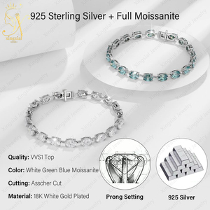 Elegant Tennis Link Chain 925 Silver 18K <strong>Gold</strong> Plated Women Jewelry Oval Shape 1 <strong>Carat</strong> Diamond VVS Moissanite Tennis Bracelet - Product Image 3