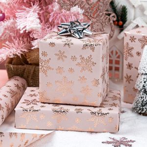 Pink Rose Gold Snowflake Gift <b>Wrapping</b> <b>Paper</b> 17 In X 32.8 Ft Eco Friendly Christmas Craft Packaging - Product Image 6