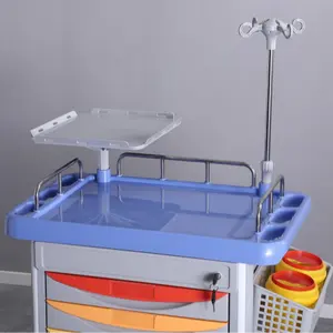 Wholesale Hospital Treatment Cart Rescue Emergency IV Standing Infusion ABS Multifunction Medicine Nursing Rescue Trolley