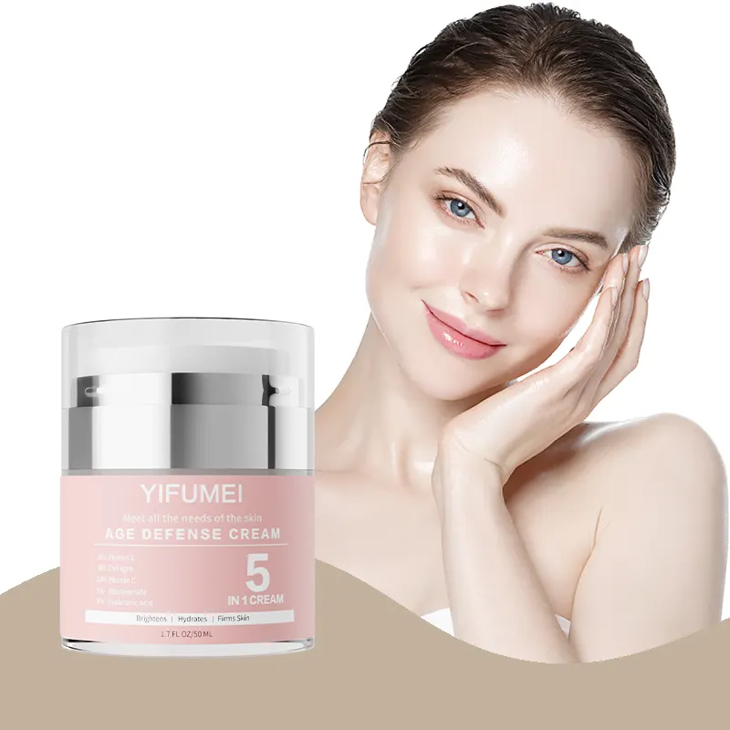 Nhãn hiệu riêng 5 trong 1 chống lão hóa nếp nhăn Kem dưỡng ẩm làm trắng hyaluronic axit Collagen mặt làm săn chắc dưỡng ẩm Mặt Kem