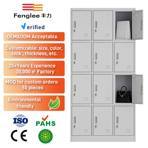 Casier de rangement en acier à 12 portes, structure KD, armoire métallique pour chaussures, armoire à vêtements en fer, casier à casques avec serrure à clé - Product Image 1