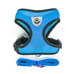 Harnais pour chien en maille souple avec laisse, gilet rembourré anti-traction confortable pour petits animaux, chats et chiots - Product Image 3