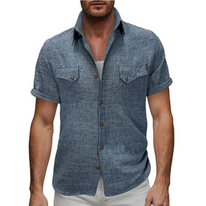 Camisa Casual de Verano para Hombre, Personalizada, con Doble Bolsillo, Estilo Normcore, Transpirable, Semi-planchada - Product Image 3