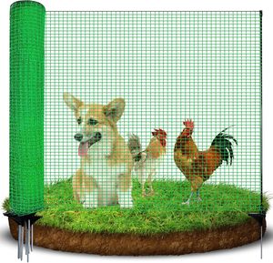 Recinzione Temporanea con Pali, 91 cm x 15 m, Barriera in Plastica per Giardino e Animali con Palo in Metallo e Corda Antivento - Product Image 4