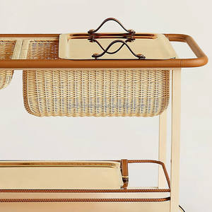 מלון מסעדה אדום יין בקבוק הגשת עגלת מטבח נירוסטה מתכת פליז יוקרה עגלת - Product Image 4