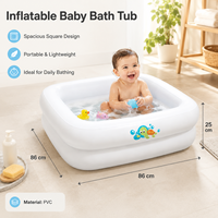 Baignoire gonflable carrée pour bébé, légère et portable en PVC, pour douche de bébé, vente en gros