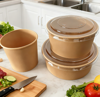 Bol en papier kraft jetable biodégradable de qualité alimentaire de qualité supérieure Boîte à lunch en papier naturel ou blanc pour l'école ou le camping