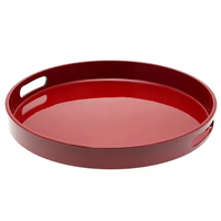Accessoires de bar, vente directe d'usine, plateau de service rond en plastique noir, rouge, bleu, 32,5*4,5 cm, pour restaurant, bar, hôtel