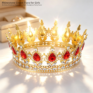 Tiara de Corona de Aleación con Diamantes de Imitación para Niñas, Ideal para Cumpleaños, Bodas, Concursos, Diadema de Estrellas, Recuerdo de Fiesta, Venta al por Mayor Personalizada - Product Image 1