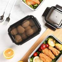 LIHONG Edelstahl Lunchbox für Kinder Metall Bento-Box Mikrowellengeeigneter Lebensmittelbehälter mit Verschlussclips für Schule Arbeit Camping