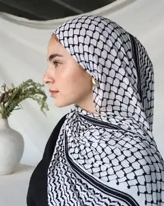 Hot Selling Wholesale Printed Chiffon Hijab Muslim Women Shawl Keffiyeh Shemagn Palestine Chiffon Scarf Keffiyeh Hijab