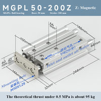 XINDE Cylindre pneumatique à trois axes magnétique à trois tiges avec guide en aluminium Série MGPM/MGPL Alvéoles 12/16/20/25/32/40/50/63/80/100