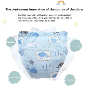 후난 프린트 순면 통기성 세탁 가능 아기용 훈련 팬츠 여름 스타일 천 기저귀 - Product Image 5