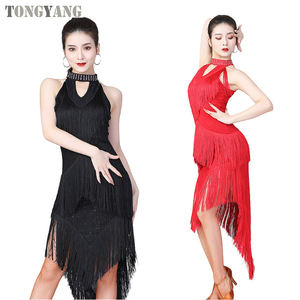 Vestido Largo sin Mangas con Flecos de Spandex y Cuello Alto para Mujer, Estilo <span class=keywords><strong>Salsa</strong></span> y Samba, con Collar, de TONGYANG - Product Image 2