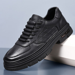 Chaussures décontractées en cuir pour hommes, bout rond, semelle souple, à lacets, style automne, mode business, semelle intermédiaire en EVA, semelle extérieure en caoutchouc - Product Image 1