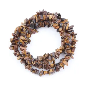 Natural Brown Tiger Eyes Rough Stone Chips Smooth Precious Gemstone Beads Wholesale Factory Price
