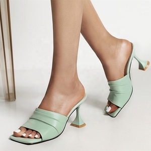 Chaussons à talons pour femme de haute qualité, bout carré, grandes tailles, tendance estivale, personnalisation disponible - Product Image 4