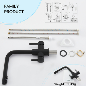 ก๊อกน้ำห้องครัวสแตนเลส 304 คลาสสิก พร้อมมือจับคู่ สีดำ สำหรับน้ำร้อนและน้ำเย็น เหมาะสำหรับโรงแรม - Product Image 6