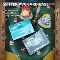Dompet Kartu Wanita Model Ins Girl Tahan Air Transparan PVC Berkilau, Dompet Leher Lipat, Dompet Koin, Sablon UV Coating