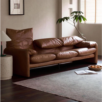 Canapé modulable en bois massif Yu Si Ke au design créatif et tendance, 1,8 m - 2,4 m, avec oreilles pliables, personnalisable, en cuir véritable pour salon