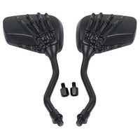 Miroir latéral de rétroviseur arrière en métal noir distinctif de 8 mm 10 mm en forme de crâne de squelette pour vélo, moto, scooter, cyclomoteur
