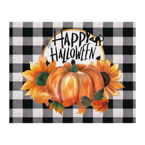 Mantel individual cuadrado de PVC a cuadros para Halloween, impermeable y aislante del calor, para comedor - Product Image 3