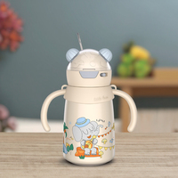 Biberon isotherme OEM ODM mignon de 400 ml en acier inoxydable à double paroi, anti-fuite, avec paille pour enfant