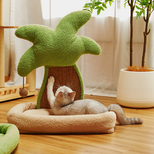 Tự nhiên rừng phong cách Teddy Fleece mèo giường, Nấm treo bóng + cây dừa sisal Thảm mèo Scratch Board kết hợp - Product Image 4