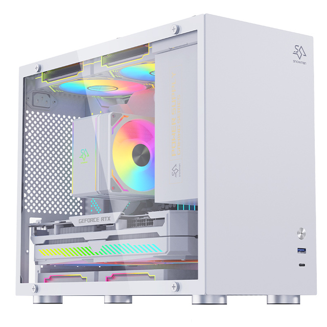 SNOWMAN New Design Micro ATX OEM Factory Custom Glass Panel Computer PC Desktop RGB ITX Gaming Case for Gamer