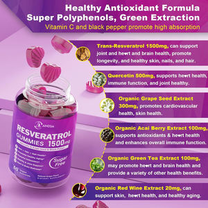 Private Brand Vegan Resveratrol <b>Vitamin</b> C <b>Gummies</b> Powerful Antioxidant Support Supplement - Product Image 5