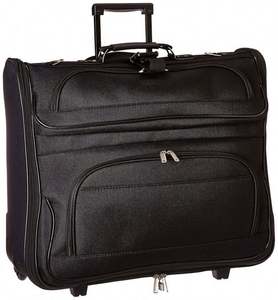 Rolling <b>Suit</b> Garment <b>Bag</b> with logo Wheeled Luggage Case <b>for</b> Travel Black - Product Image 1