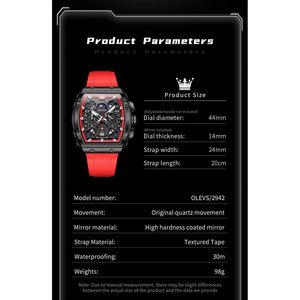 Reloj Olevs Square de 46 mm, cronógrafo, resistente al agua, reloj de pulsera informal y de negocios para hombre - Product Image 5