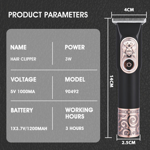 Cortadora de Pelo Eléctrica Inalámbrica 90492 3W 5V 1200mAh con Longitudes Ajustables para Uso Doméstico - Product Image 1