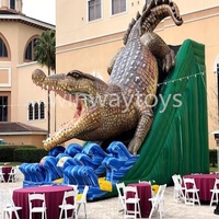Toboggan gonflable géant Alligator Crocodile 10x4m, structure de jeu commerciale, matériau PVC écologique, certifié CE, garantie 3 ans