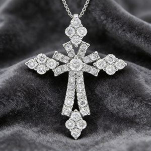 CUSTOM SILVER 10K/14K/18K GOLD PLATED LAB GROWN CVD DIAMOND CLASSIC ENGAGEMENT GIFT SWEATER <b>CHAIN</b> NECKLACE <b>CROSS</b> PENDANT - Product Image 2