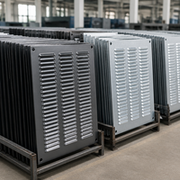 Grille de ventilation en acier au carbone avec panneau à persiennes, estampée sur mesure, thermolaquée, certifiée ISO-9001, pour le refroidissement des armoires de générateurs, OEM