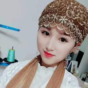 Lujoso Pañuelo de Cabeza Musulmán Tejido a Mano con Lentejuelas y Decoración de Lazo para Mujer, Gorro Envolvente de Moda - Product Image 5