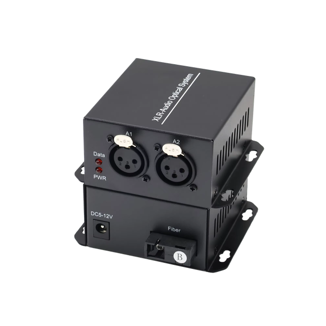 2CH Unidirectional XLR Audio Fiber Optic Converter SC SMF 20KM XLR Audio Over Fiber for Professional AV/Recording/Broadcast