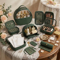 Ensemble de toilette de luxe en cuir végétalien personnalisé avec logo, approuvé par la TSA, cubes de rangement transparents, trousse de maquillage