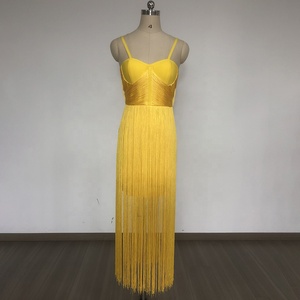 Deals Bright Yellow Party Dress Gorgeous Asymmetrical Design