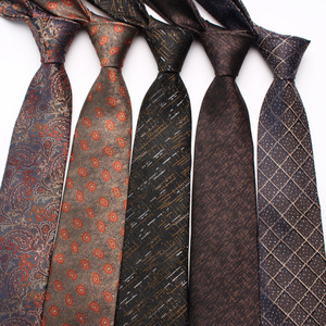 2023 nueva serie marrón tipo flor a rayas <span class=keywords><strong>corbata</strong></span> personalizada hombres Retro negocios moda poliéster seda mano cuello corbatas - Product Image 3