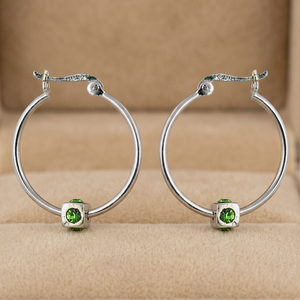 Fashionable Silver <b>Earrings</b> with Green CZ Gemstone Elegant Crystal Design - Product Image 1