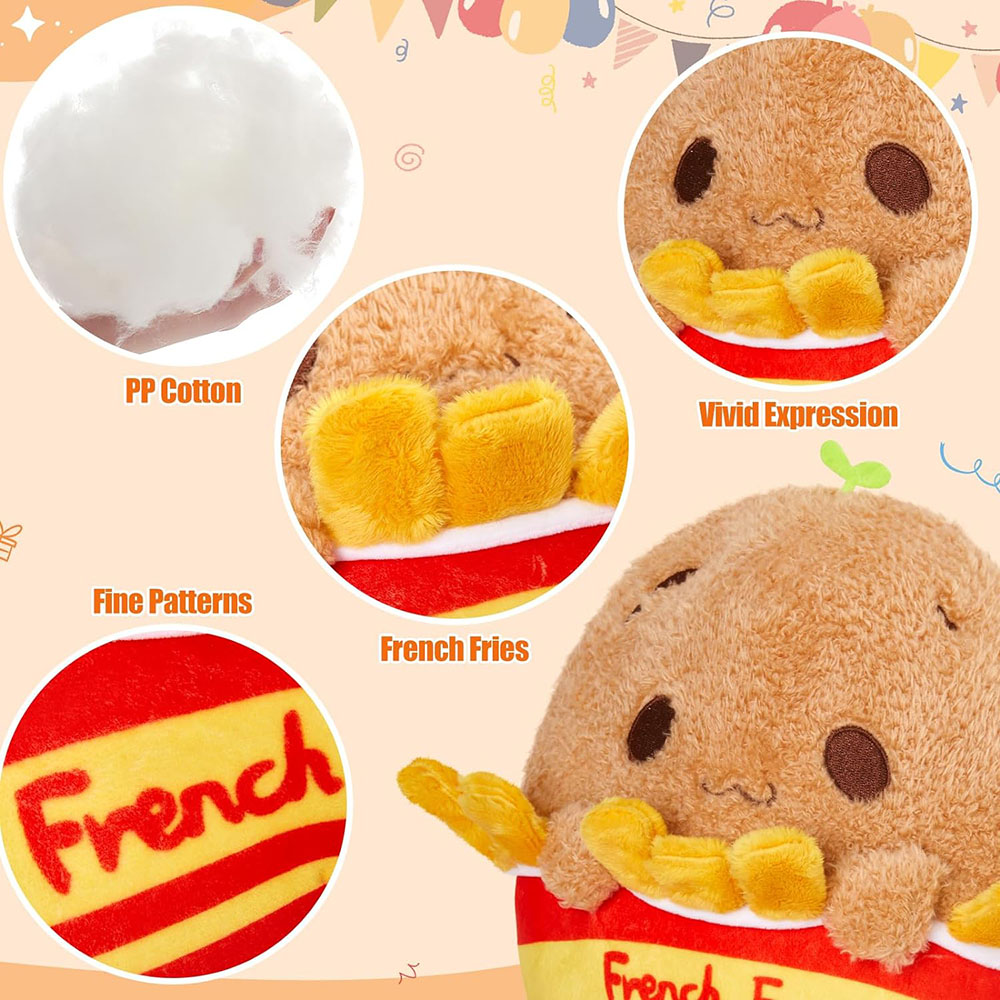 Almohada De Peluche De Patatas Fritas De 50 Cm – Diseño De Dibujos Animados, 5 Papas Fritas Extraíbles, Suave Y Decorativo, Ideal Para Regalar Y Decorar El Sofá