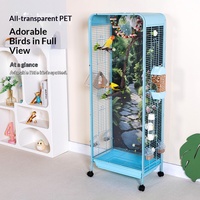 Cage à oiseaux élégante et luxueuse, transparente, avec grand cadre en fer, plateau en plastique, durable et écologique, pour perruches et calopsittes