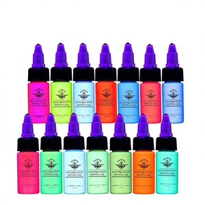 Juego de <span class=keywords><strong>Tinta</strong></span> Fluorescente para Tatuajes Tuffking, 14 Colores que Brillan en la Luz Negra, Suministros Profesionales para Artistas del <span class=keywords><strong>Tatuaje</strong></span> (15 ml Cada Uno, Hecho en China) - Product Image 1