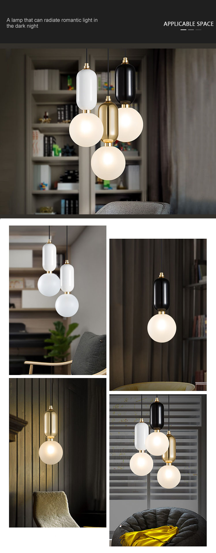 New Design Decoration Livingroom Kitchen Bedroom Hanging Glass G9 Pendant Light