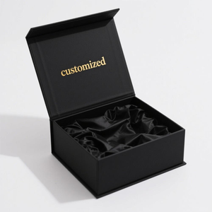 カスタム高級磁気ボックス黒サテン挿入裏地付きギフトボックスポータブル携帯電話服包装サテン内梱包 - Product Image 1