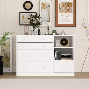 Cambiador de Bebé Moderno para Guardería, 5 Cajones, 2 Estantes, Estación Multifuncional para Cambiar Pañales, Habitación Infantil, MDF - Product Image 4