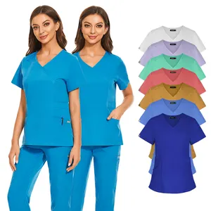 2023 Beauty Design Fashionable Custom Private Label Workwear Stretch Nurse Care Scrub Set Medical Nursing Scrub Uniforms Sets