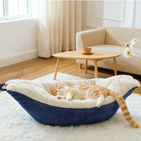 Coussin Nid pour Animaux de Compagnie en Forme de Bateau avec Poignée, en Peluche Épaisse, Portable, pour Petits et Moyens Animaux – Vente en Gros OEM